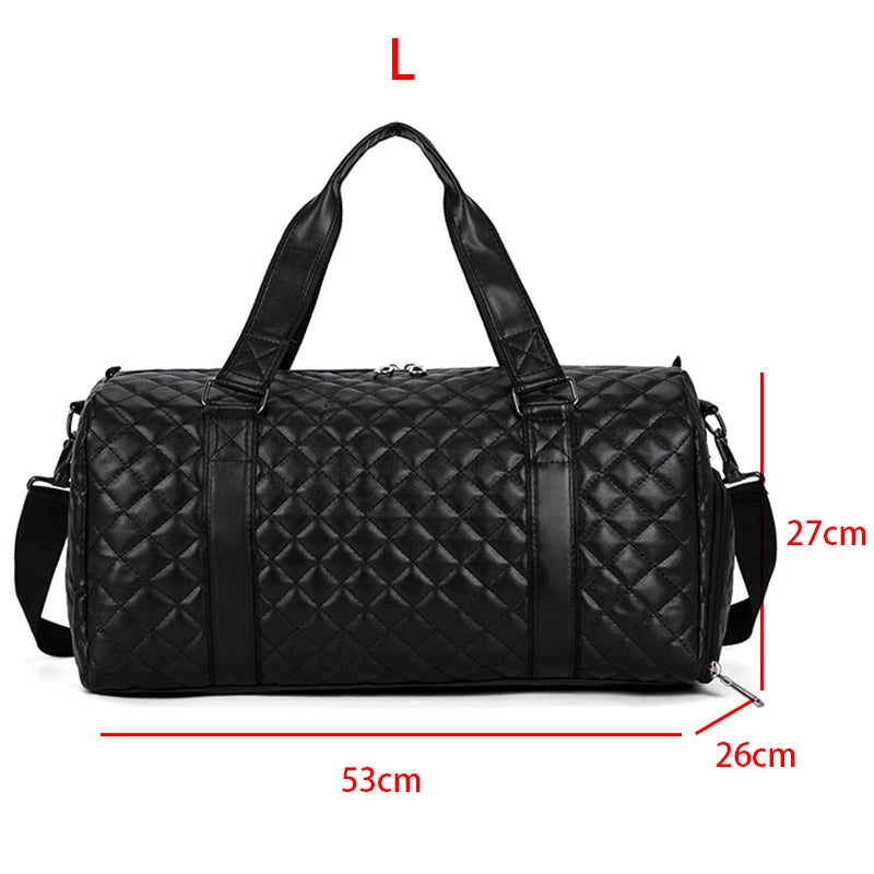 Duffle Tote Gym Fitness Bags for Woman PU Leather Handbag Travel Luggage Shoulder Sports Shoes Pocket Weekend Crossbody Bags