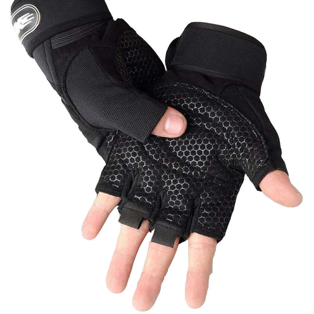 Gym Men Gloves Fitness Weightlifting Anti-slip Soft  Anti-shock Motor Half Finger Dumbbell Training Sports Cycling  Women Gloves