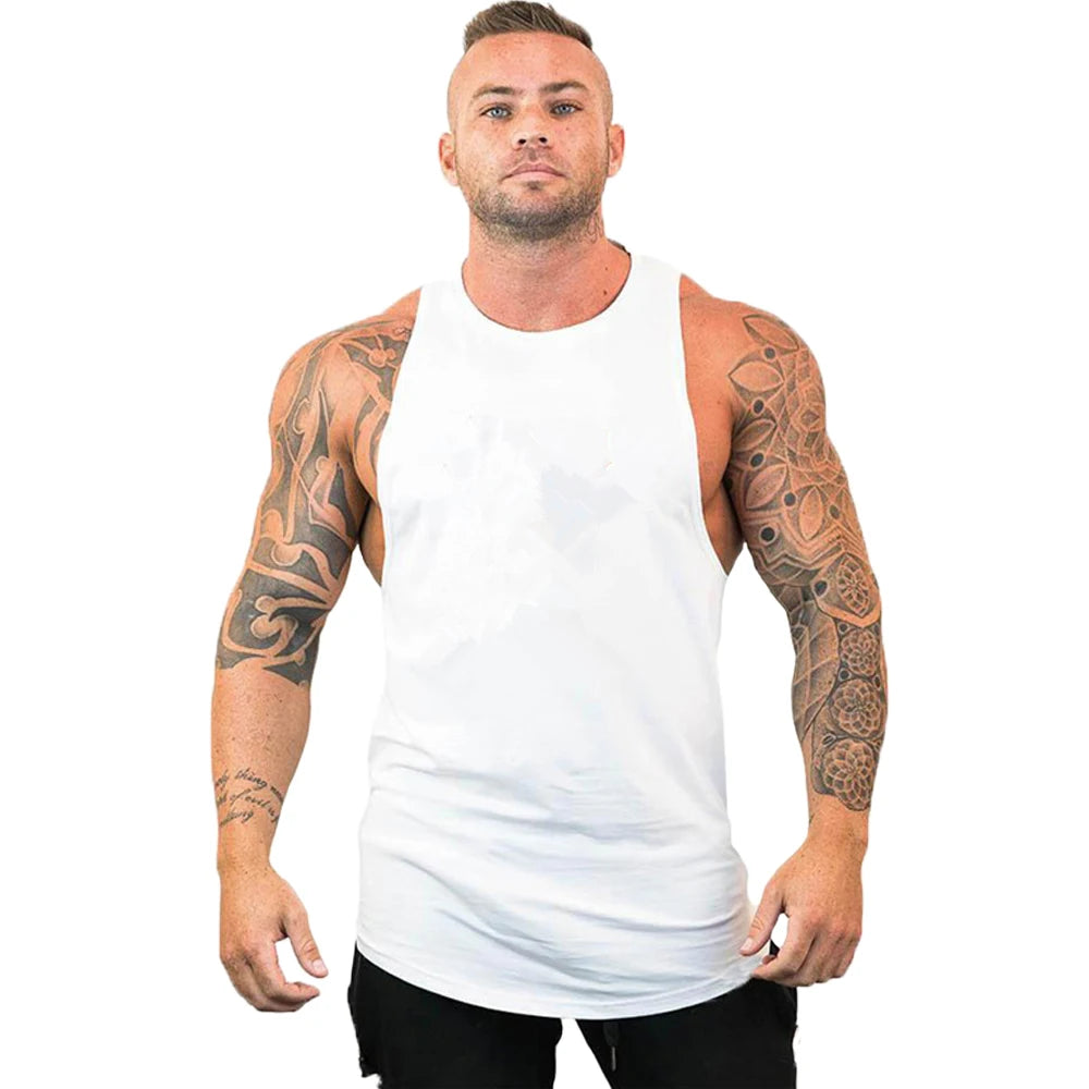 Casual Printed Tank Tops Men Bodybuilding Sleeveless Shirt Cotton Gym Fitness Workout Clothes Stringer Singlet Male Summer Vest