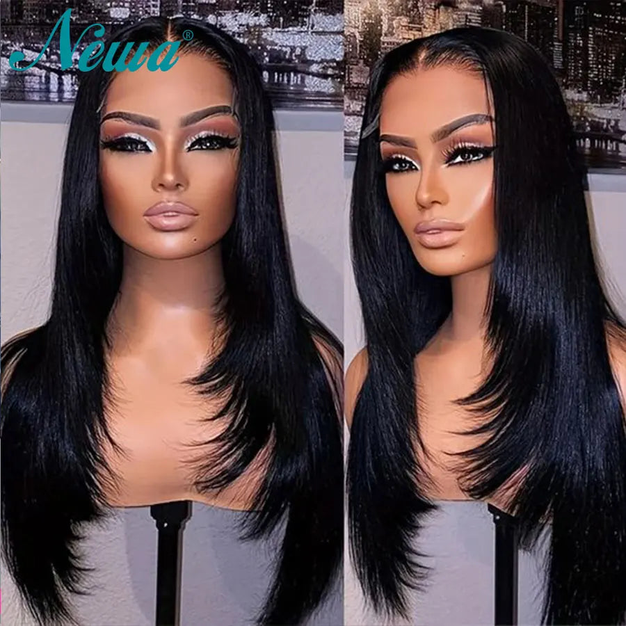 HD Lace Glueless Wigs Layered Cut Straight 5x5 6x6 HD Lace Closure Wigs 13x4 13x6 HD Lace Frontal Human Hair Wigs Pre Plucked