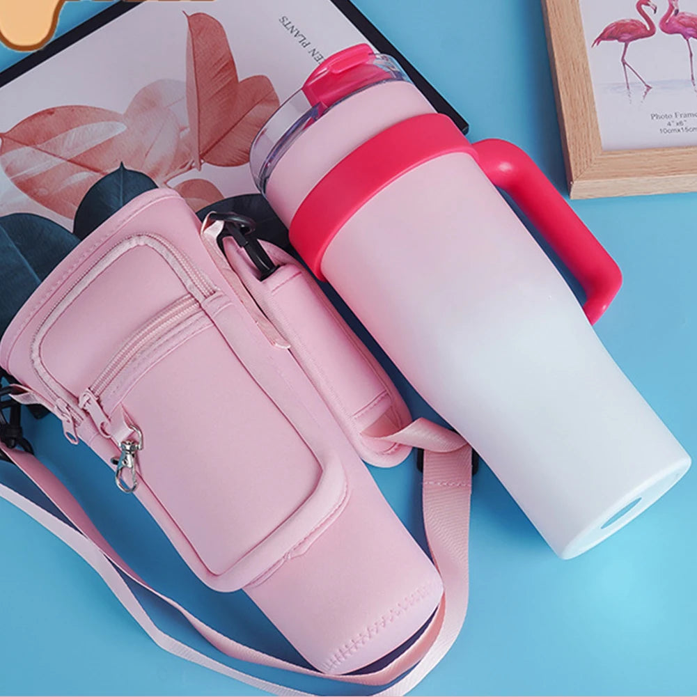 40oz Water Bottle Cover Bag Pouch With Adjustable Straps Neoprene Water Pouch Holder Bottle Carrier Bag For Stanley Quencher Cup