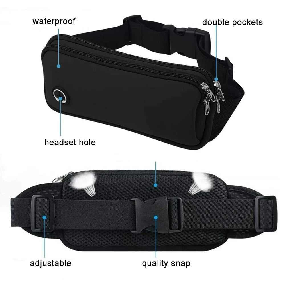 CWIKLES Sports Fanny Pack Women Belt Bag Men Running Waist Bag Phone Black Gym Bags Running Accessories