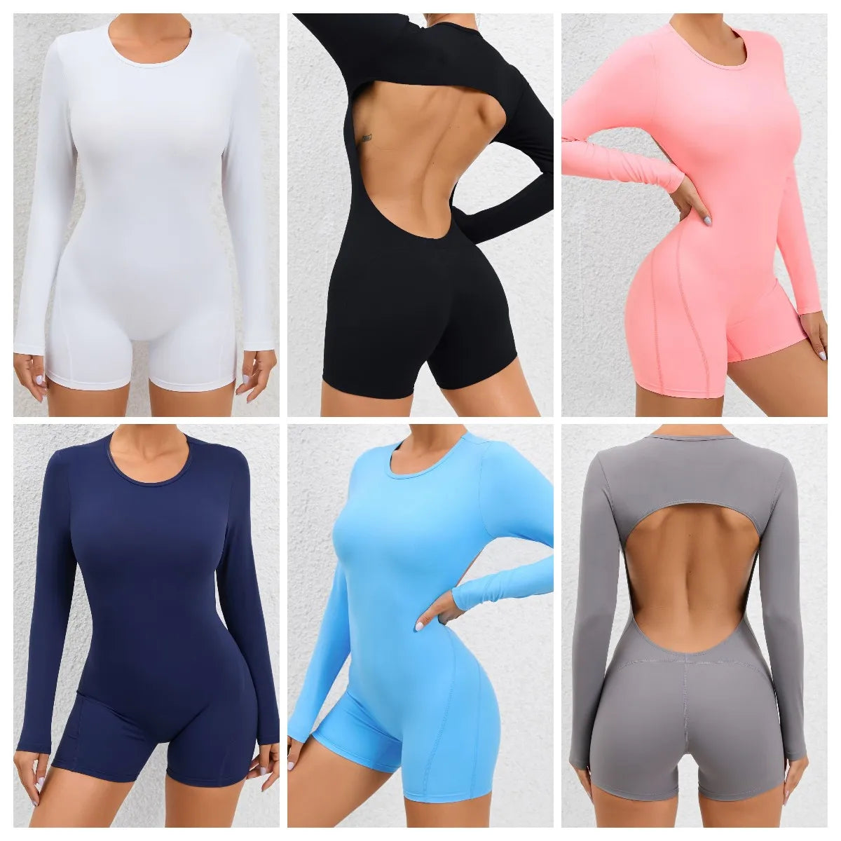 Women Jumpsuit Long Sleeve Yoga Set Backless One-piece Bodysuit Fitness Quick-Dry Gym Clothing Workout Rompers Exercise Outfits