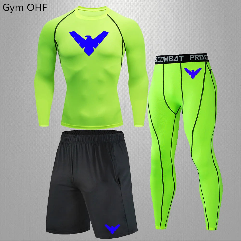 Nightwing Men's Compression Sportswear Suits Gym Tights Training Clothes Workout Jogging Running Set Rashguard Tracksuit For Men