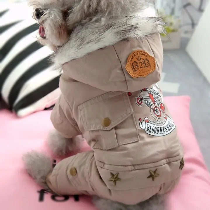 Pet Teddy Puppy Clothes Autumn and Winter Clothing Winter Fleece Lined Coat Four-Legged Pet Clothing