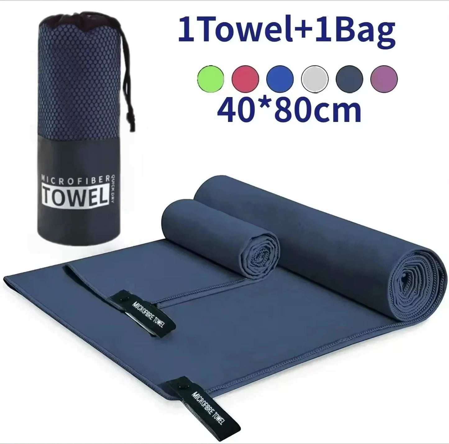 Quick-Drying Sports Towel 40x80CM Blue Grey Green Gym Fitness Camping Running Beach Washcloth Towels With Storage Bag