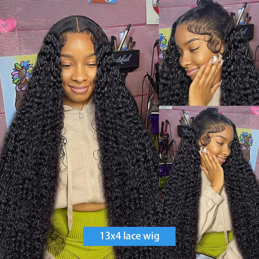 30 Inches Deep Wave Frontal Wig 13x4 4x4 Curly Lace Front Human Hair Wigs For Women Hd Pre Plucked Transparent Lace Front Wigs