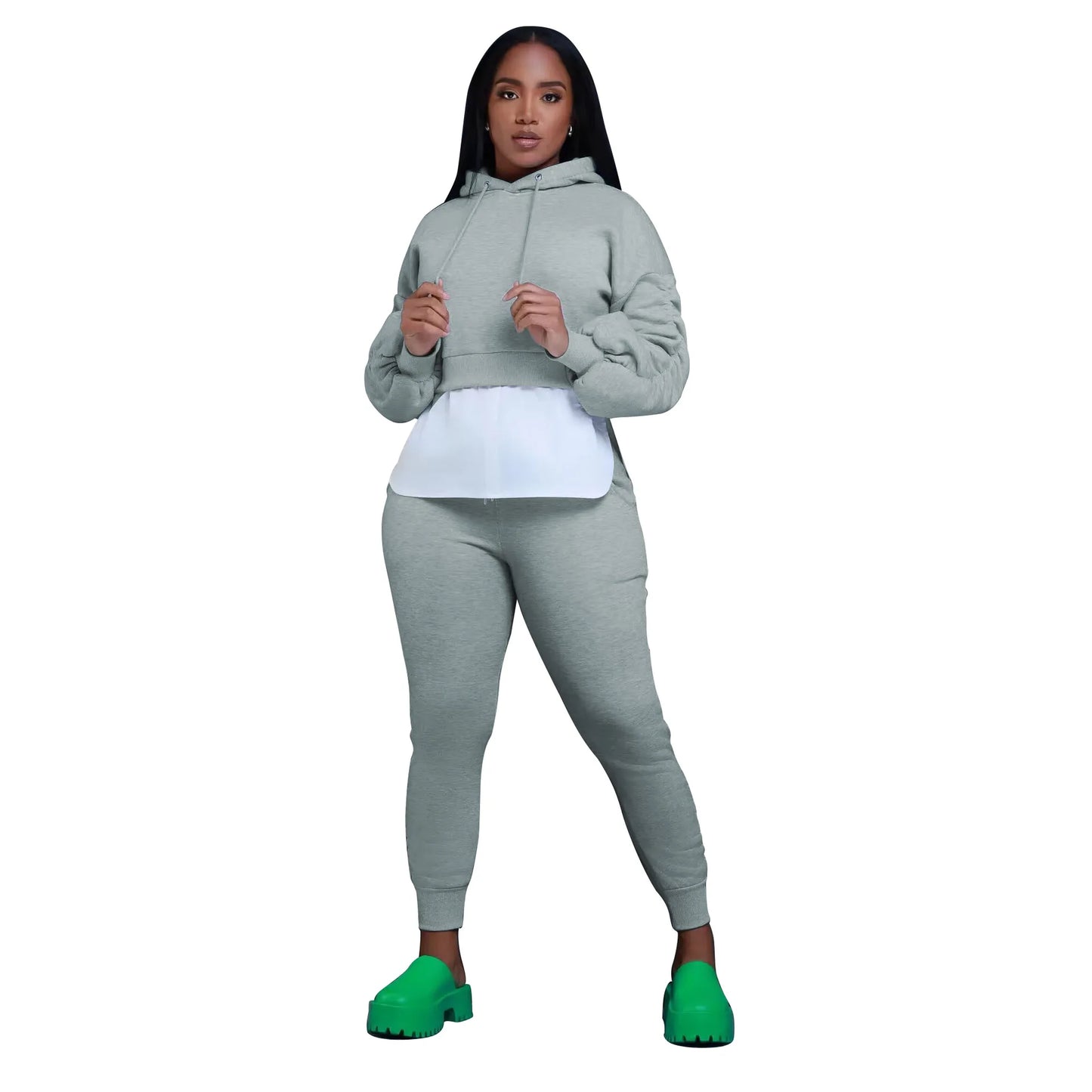 Hooded Tops Ribbed 2 Piece Pant Sets Women Sportswear Winter Tracksuits 2023 Ladies Two Piece Sweatpants Yoga Sets Joggers