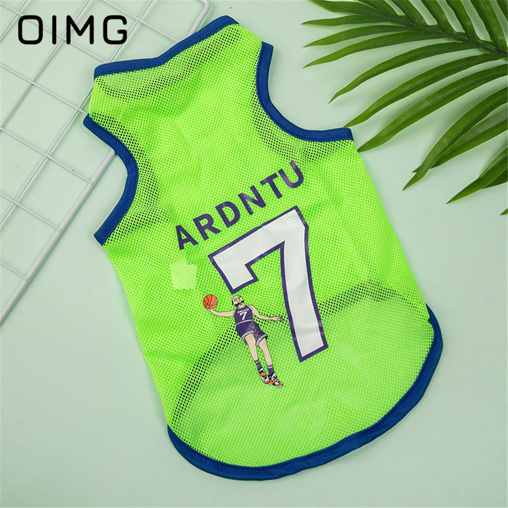 OIMG Thin Cat Dog Clothes Teddy Bichon Pomeranian Mesh Vest Spring Summer Small Dogs Sportswear Breathable Pet Jersey Tank Top