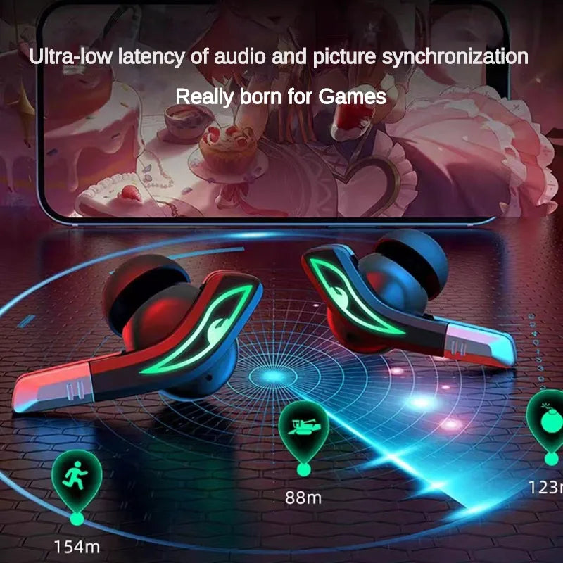 MD158 Gaming Wireless Bluetooth TWS Headphones Esports Game Earphone Low Latency Dual Decoding Stereo Breathing Light Earbuds