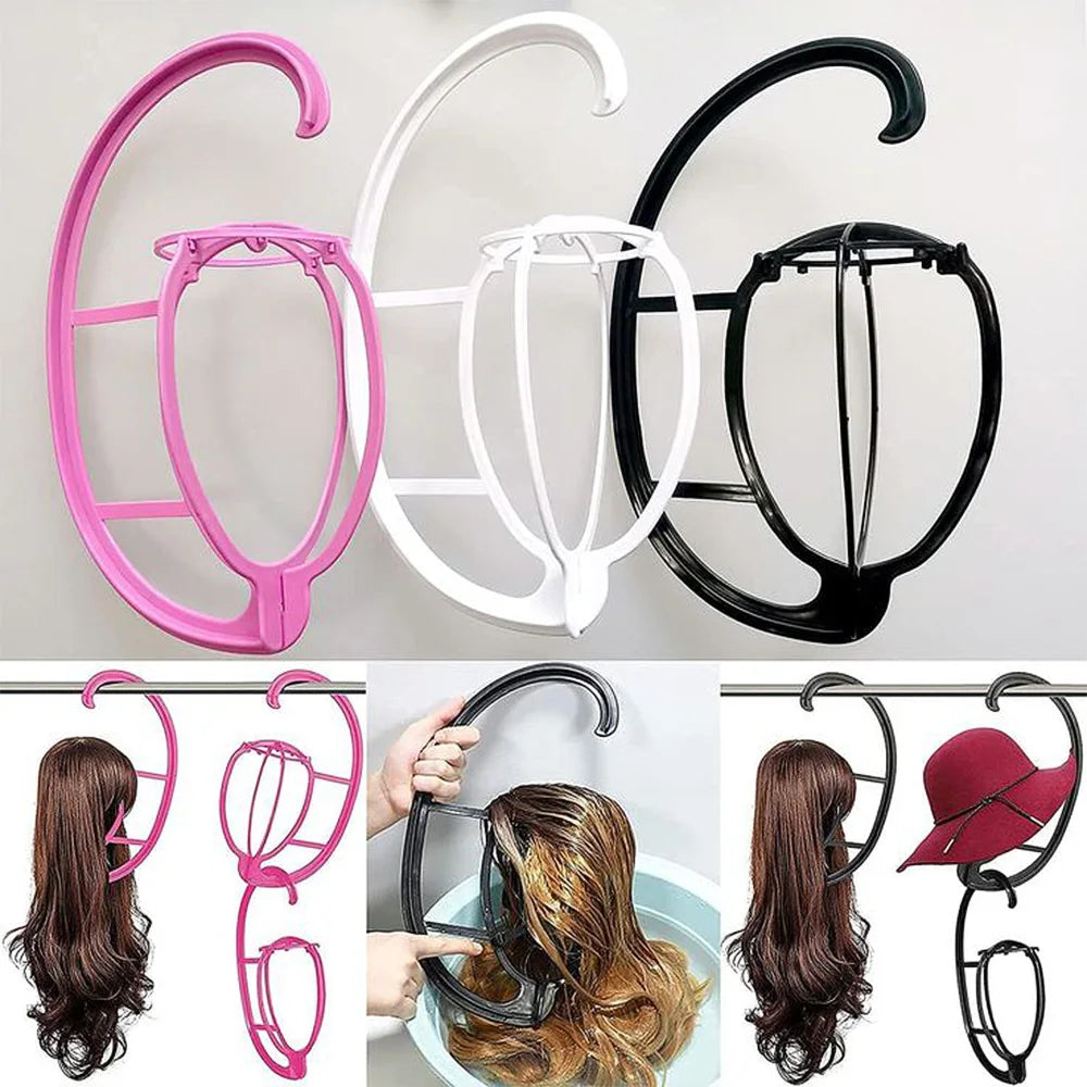 Wigundle Link Together Synthetic Wig Stands Plastic Hat Display Wig Head Holders Mannequin Head/Stand Portable Folding Wig Stand