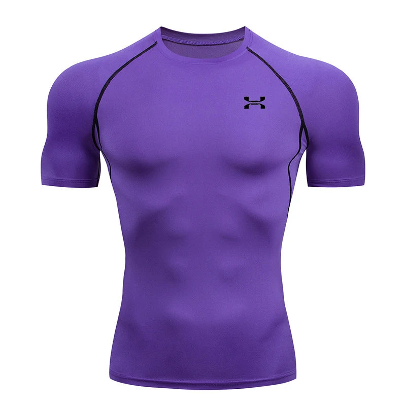 Summer Sport Run Top T-shirt Men Gym Compression T-shirt Fitness Workout Quick Dry Jogging Short Sleeves Tees Shirt Men Clothing