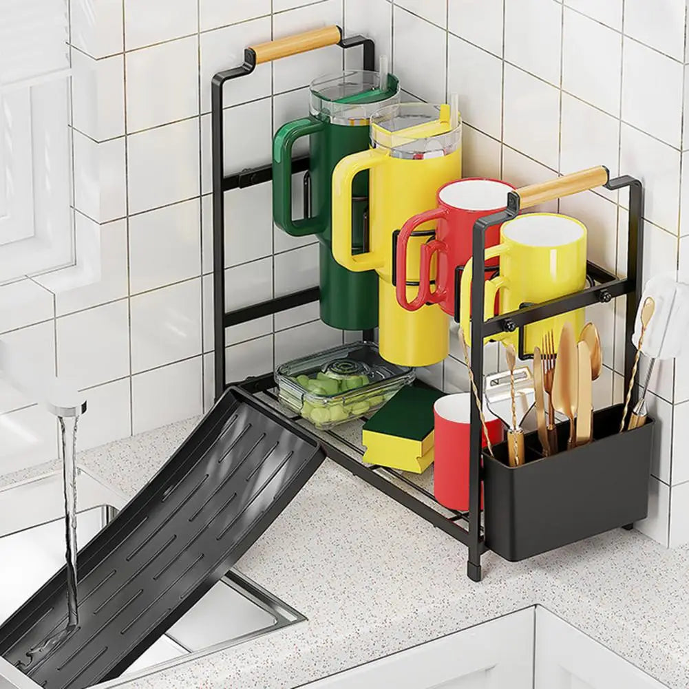 Kitchen Storage Rack Water Bottle Organizer with Drain Tray for Stanley Tumbler Easy Access Storage Holder Cup Holder Simple