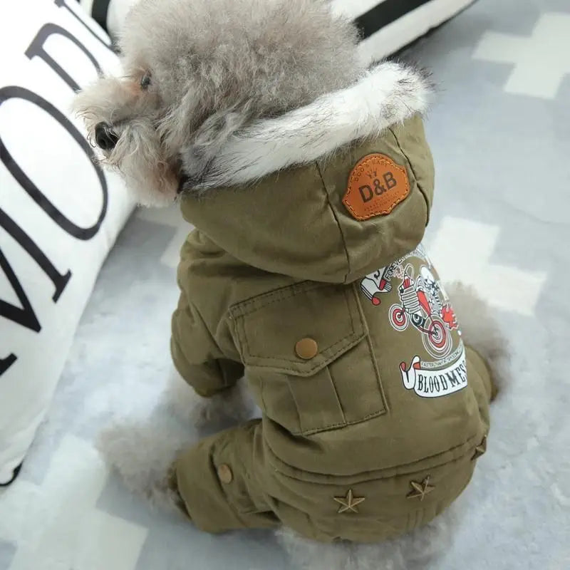 Pet Teddy Puppy Clothes Autumn and Winter Clothing Winter Fleece Lined Coat Four-Legged Pet Clothing