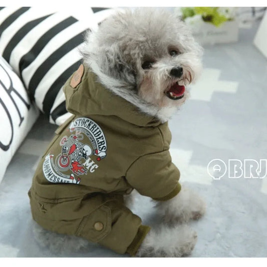 Pet Teddy Puppy Clothes Autumn and Winter Clothing Winter Fleece Lined Coat Four-Legged Pet Clothing