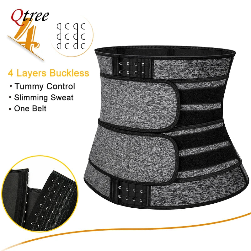 Qtree Women Waist Trainer Sauna Sweat Cincher Workout Trimmer Belt Weight Loss Girdle Body Shaper Compression Slimming Corset