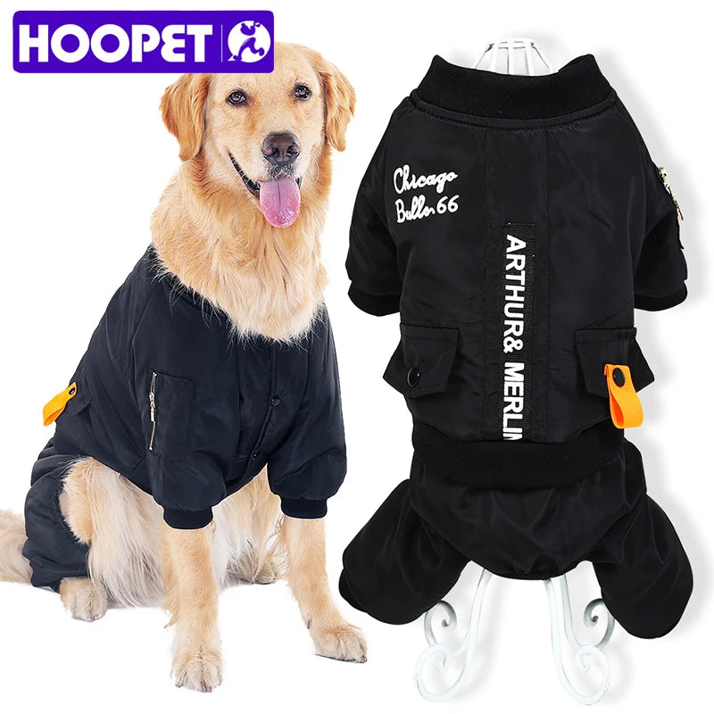 HOOPET Little and Large Dog Jumpsuit Clothes Warm Hoodie Waterproof Pet Coat Winter Jacket For Small Medium Big dogs