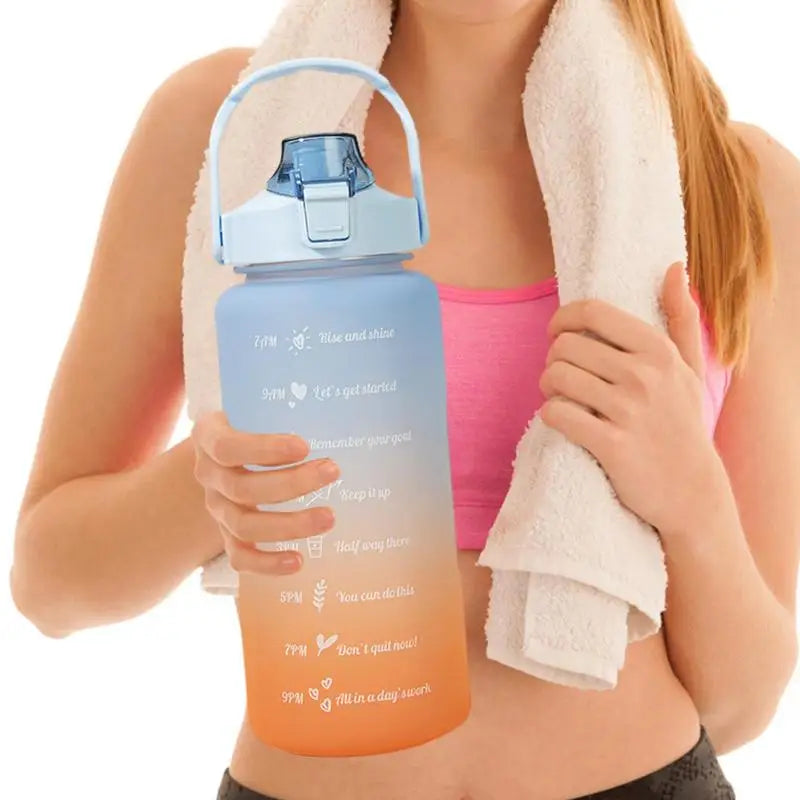 Sports Water Bottle Water Cup 2L Water Bottle Motivational Drinking Sports Bottle With Time Marker For Gym Fitness Outdoor