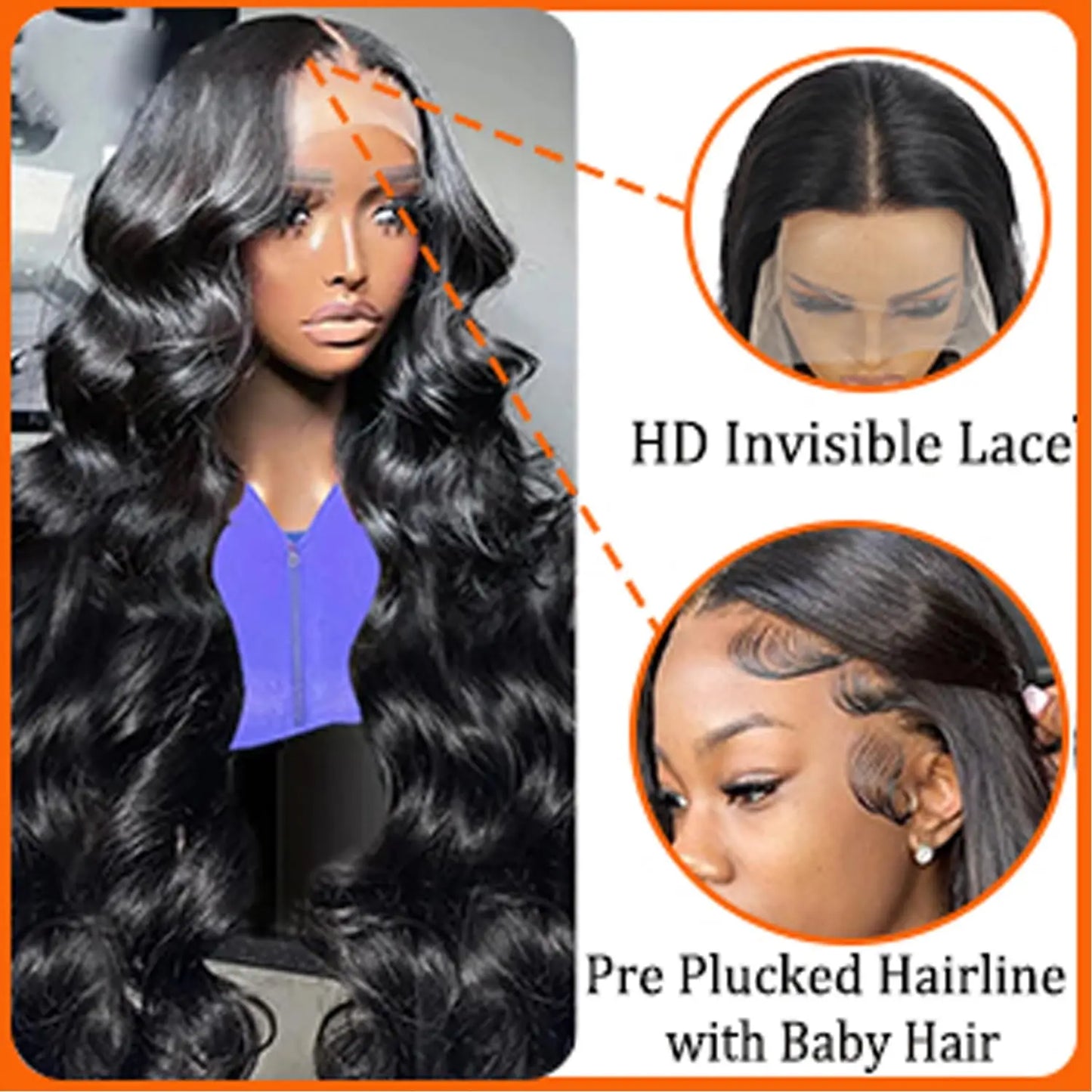 13x4 Body Wave Lace Front Wigs Human Hair 13x4 Transparent Lace Front Wigs for Women Pre Plucked With Baby Hair Natural Color 1B