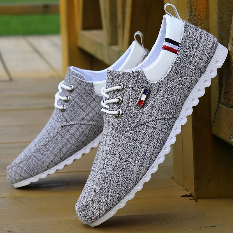 Men's Sneaker Lace-Up Light Soft Sports Casual Shoes for Men Linen Comfort Breathable Footwear Dress Shoe 45-46 Large Size Flats