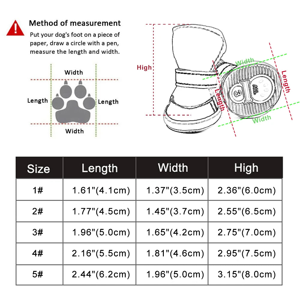 4pcs Pet Dog Shoes Warm Reflective Dog Boots Outdoor Pet Snow Boots Anti-slip Shoes Socks Footwear For Small Medium Dogs