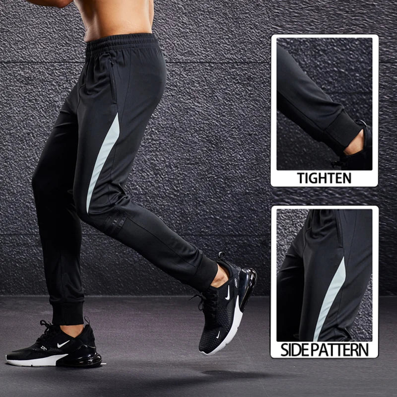 Men Fitness Running Sport Pants with Zipper Pockets Training Joggings Sweatpants Basketball Soccer Trousers Plus Size for Male