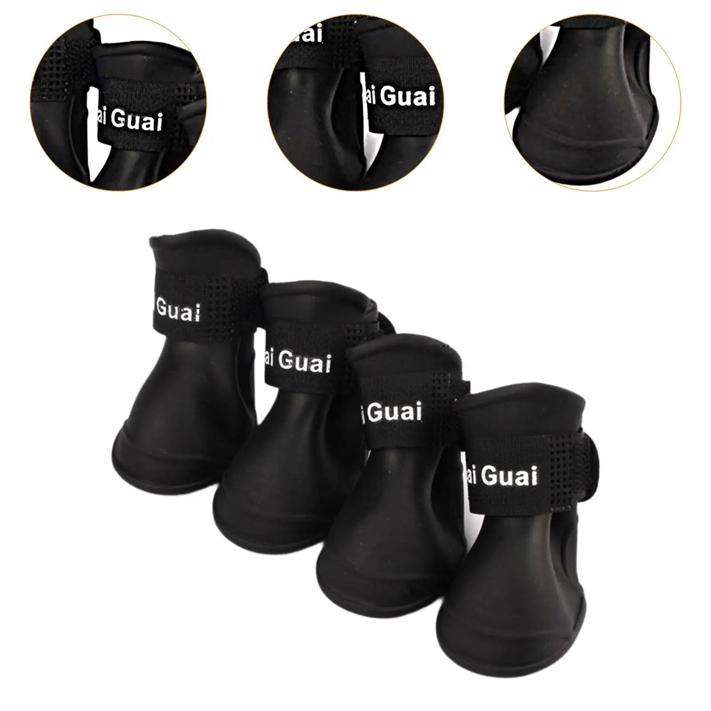 4Pcs Pet Waterproof Shoes Cute Dog Boots for Indoor Hardfloors Rainy Weather