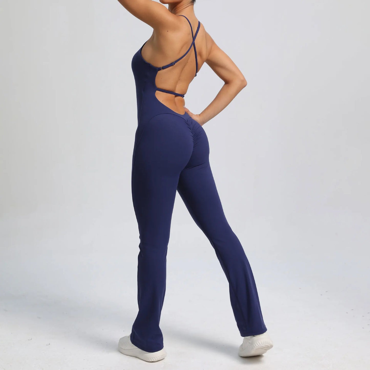 2024 Sportwear Fitness Yoga Set Workout Flared Legging One Piece Jumpsuit Pants Exercise Active Wear Bodysuit