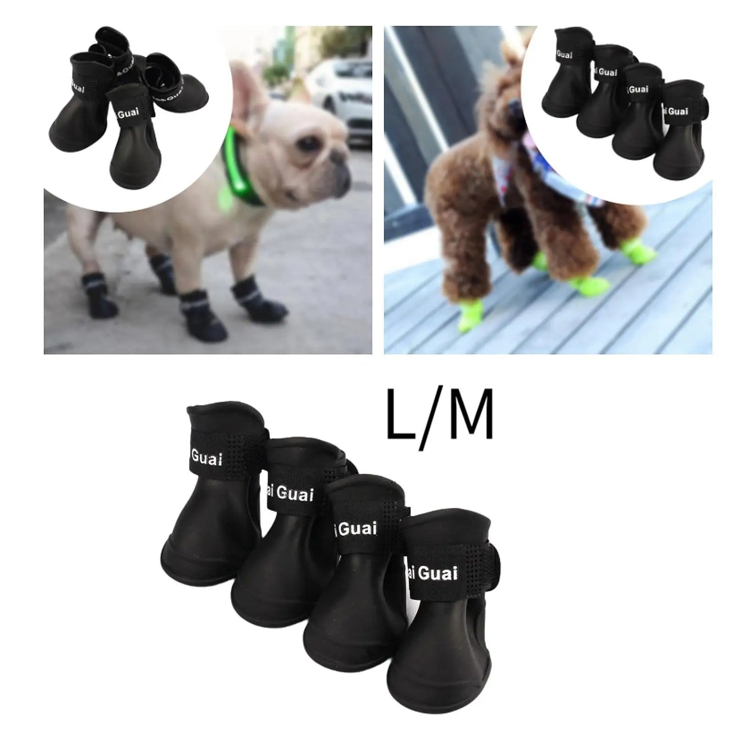 4Pcs Pet Waterproof Shoes Cute Dog Boots for Indoor Hardfloors Rainy Weather