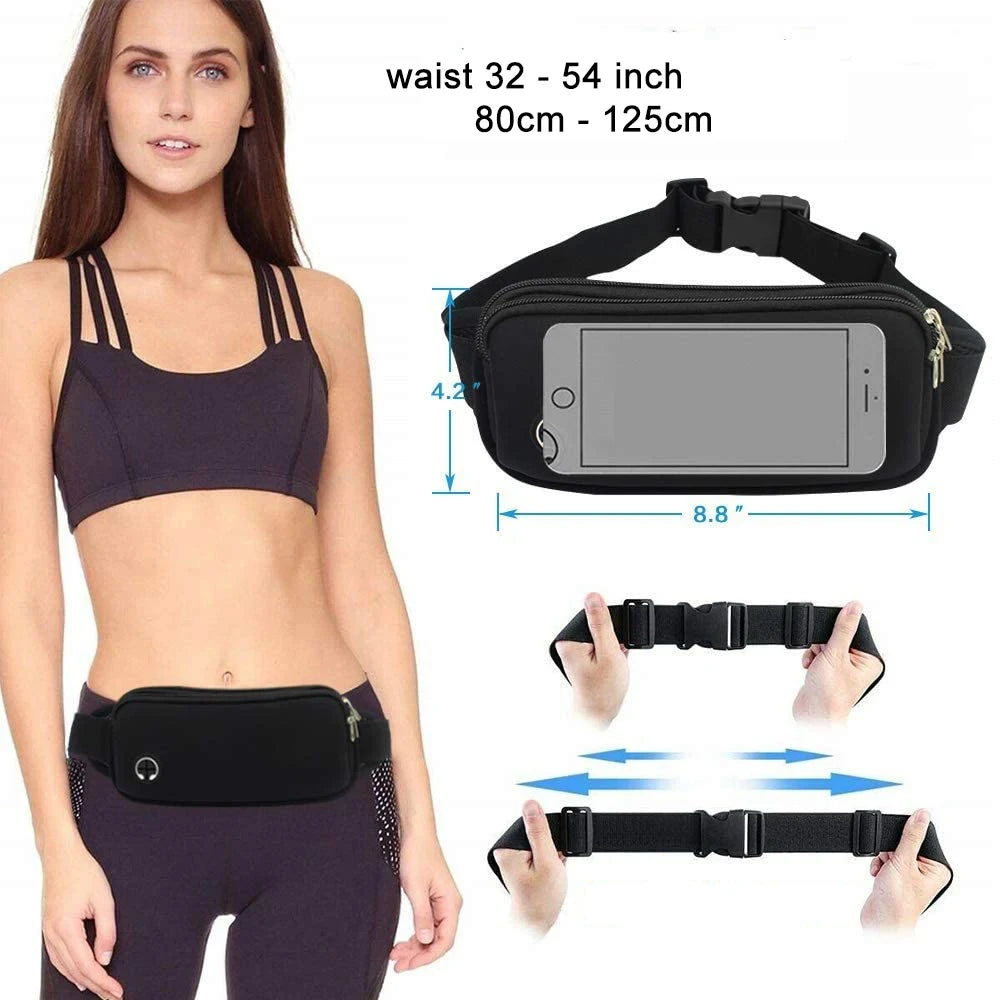 CWIKLES Sports Fanny Pack Women Belt Bag Men Running Waist Bag Phone Black Gym Bags Running Accessories