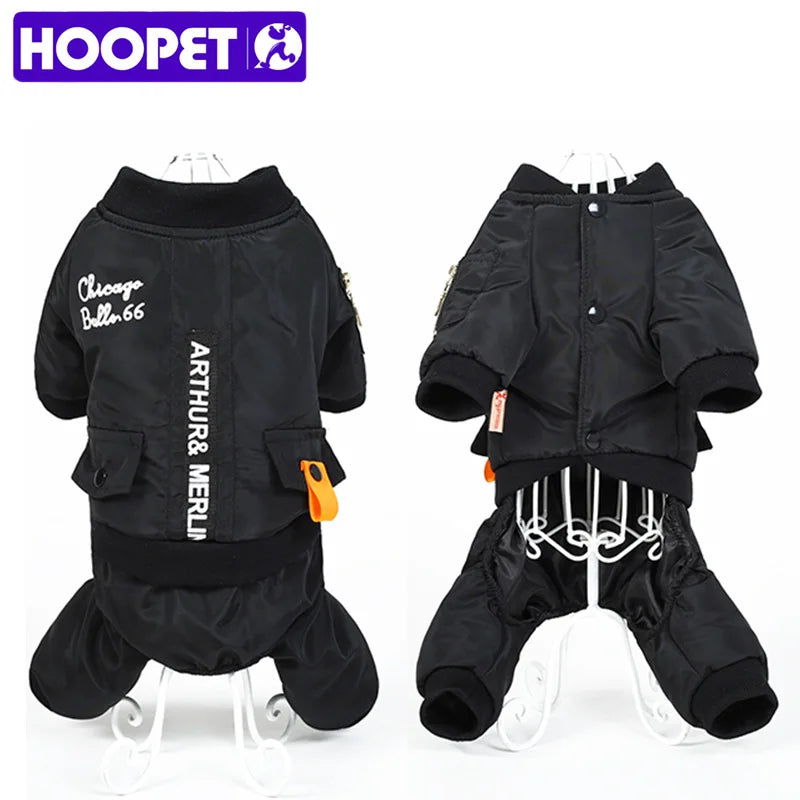 HOOPET Little and Large Dog Jumpsuit Clothes Warm Hoodie Waterproof Pet Coat Winter Jacket For Small Medium Big dogs