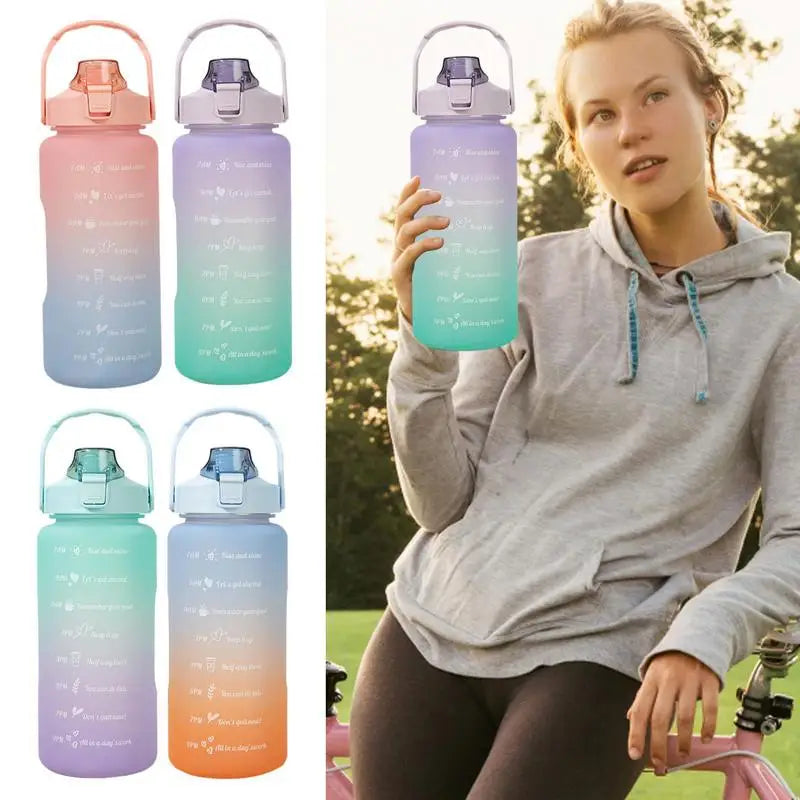 Sports Water Bottle Water Cup 2L Water Bottle Motivational Drinking Sports Bottle With Time Marker For Gym Fitness Outdoor