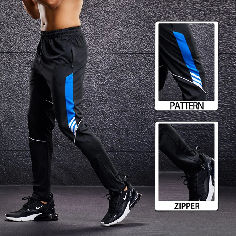 Men Fitness Running Sport Pants with Zipper Pockets Training Joggings Sweatpants Basketball Soccer Trousers Plus Size for Male