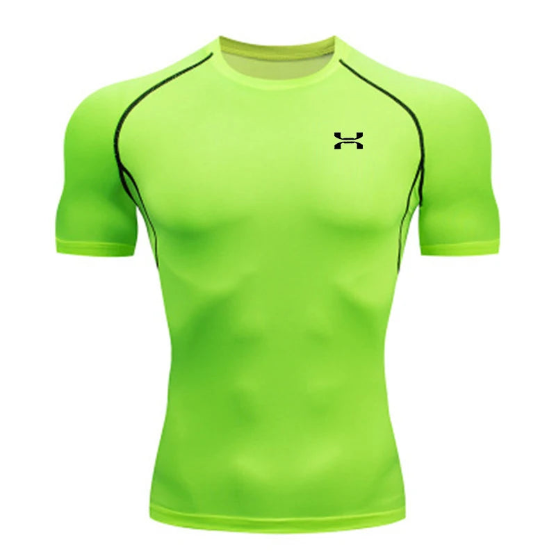 Summer Sport Run Top T-shirt Men Gym Compression T-shirt Fitness Workout Quick Dry Jogging Short Sleeves Tees Shirt Men Clothing