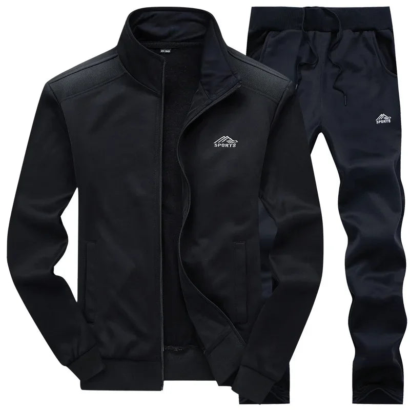 Tracksuits Men Polyester Sweatshirt Sporting Fleece 2024 Gyms Spring Jacket + Pants Casual Men's Track Suit Sportswear Fitness