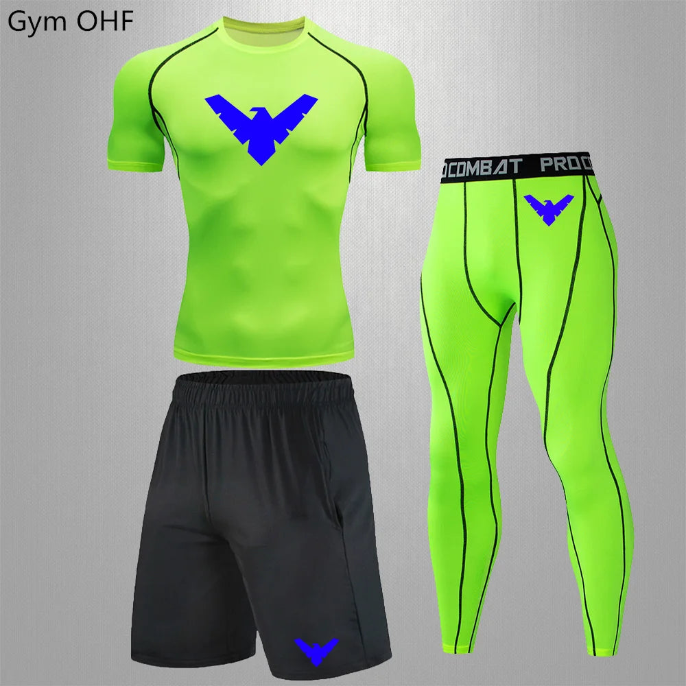 Nightwing Men's Compression Sportswear Suits Gym Tights Training Clothes Workout Jogging Running Set Rashguard Tracksuit For Men