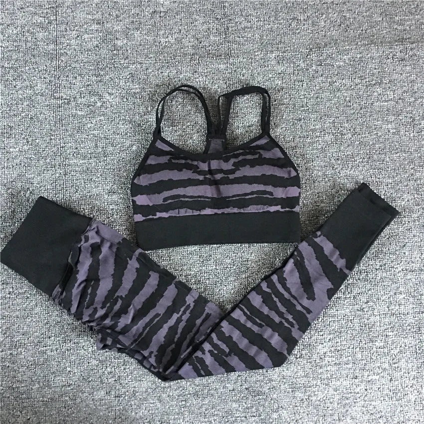 2024 1/2PCS Pad Tiger Ensemble Women Sport Bra Yoga Set Workout Gym Legging Running High Waist Scrunch Pant Fitness Active Suits