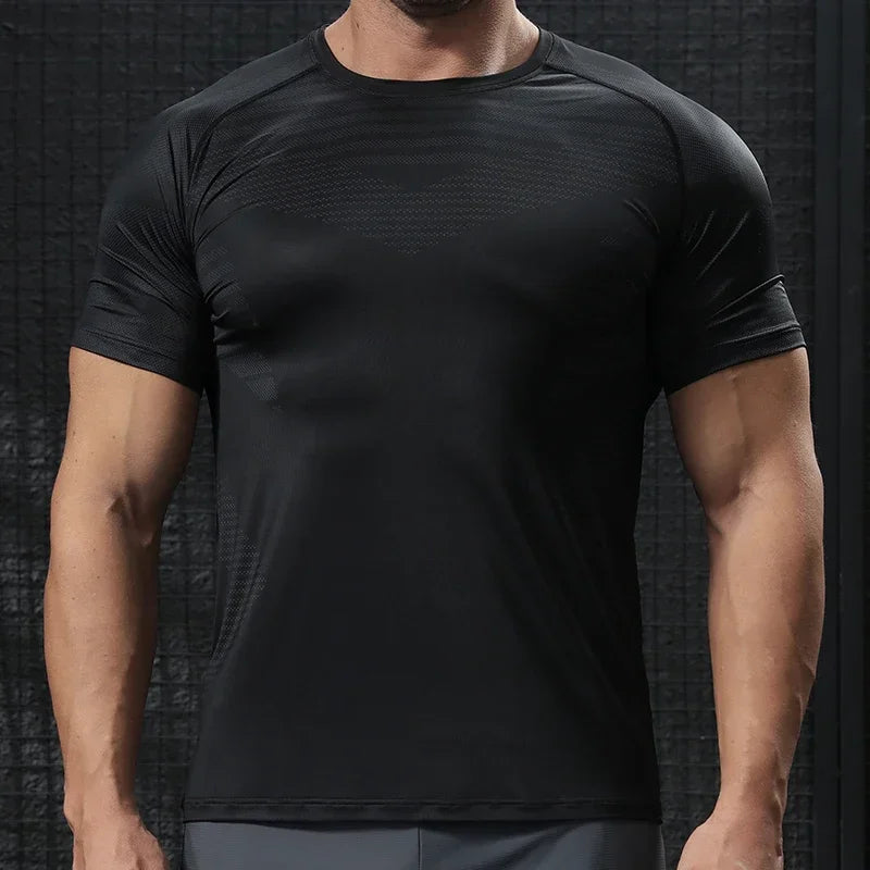 Men's Quick Dry Short Sleeve Sport T Shirt Gym Training Jerseys Fitness Shirt Trainer Running Tee Breathable Sportswear