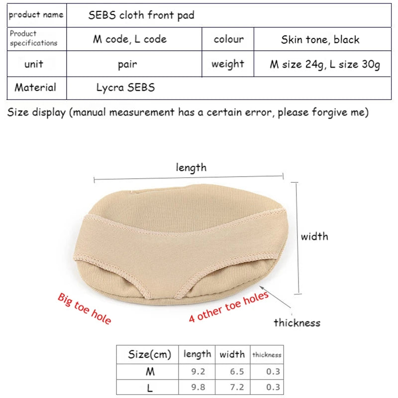 2Pcs Quality Forefoot Pads Women Heel Insoles for Shoes Breathable Foot Pads Shock Absorption Shoe Pad Adjust Size Half Inserts