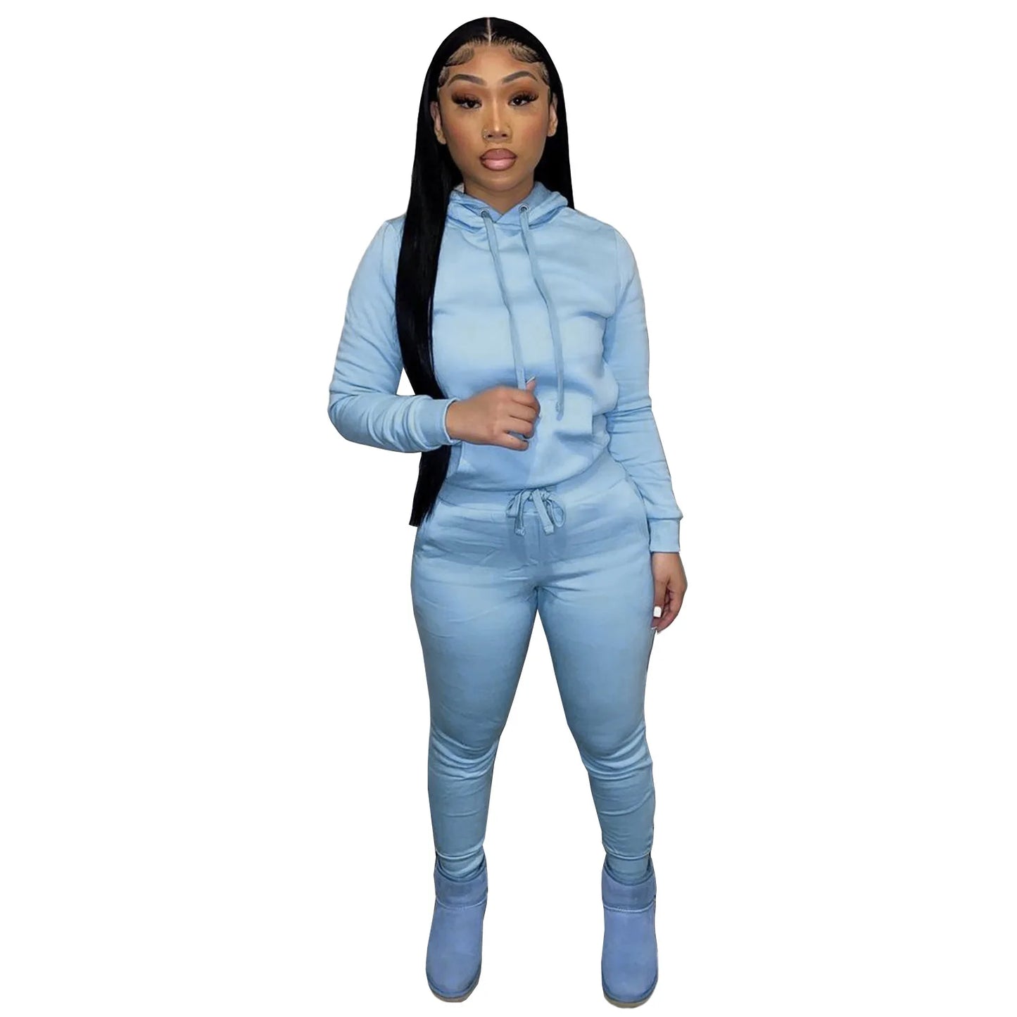 Thick Fleece Sweatpants & Hoodie Top Track Suit Women 2 Piece Jogging Set Outfits Jogger Sport Two Piece sweatsuit Set