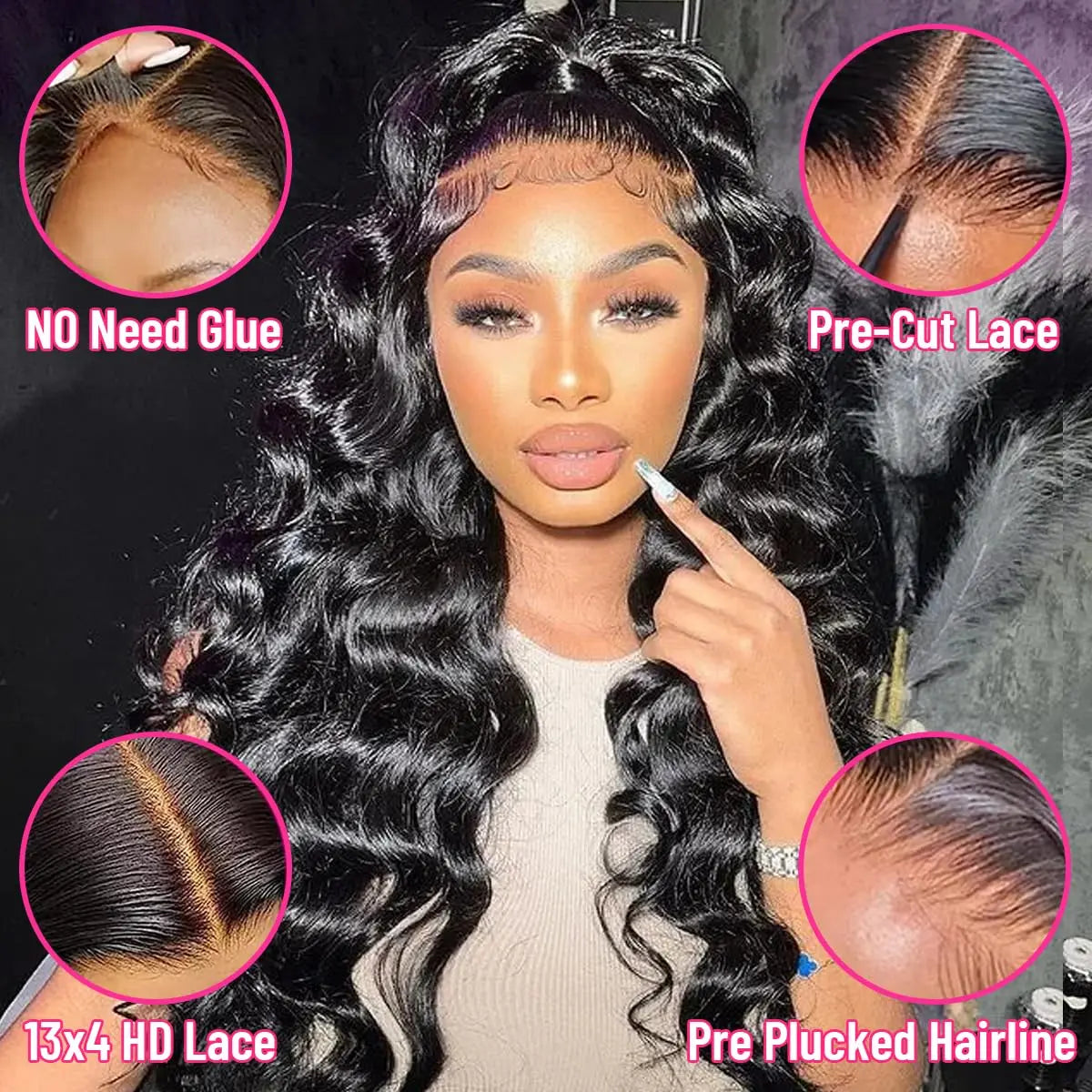 Body Wave 13x4 Lace Front Wigs 180% Density Brazilian Virgin Human Hair HD Transparent Lace Front Wigs for Women With Baby Hair