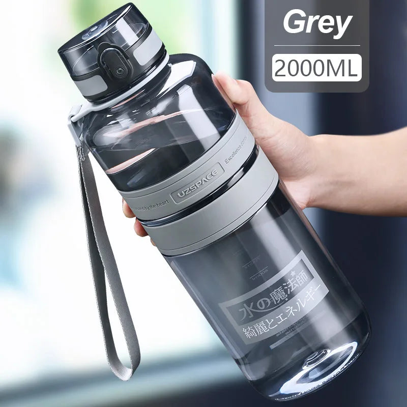 1L 1.5L 2L Fitness Sports Water Bottle Large Capacity Eco-Friendly Plastic Portable Leakproof Shaker Fruit Drink Bottle BPA Free