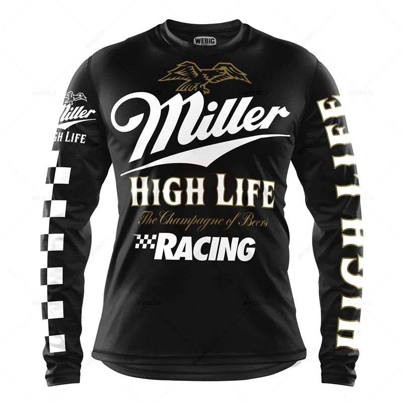 Motorcycle Mountain Bike Downhill Jersey, MTB Offroad DH Bicycle Locomotive Shirt, Cross Country Fishing Hunting Clothes