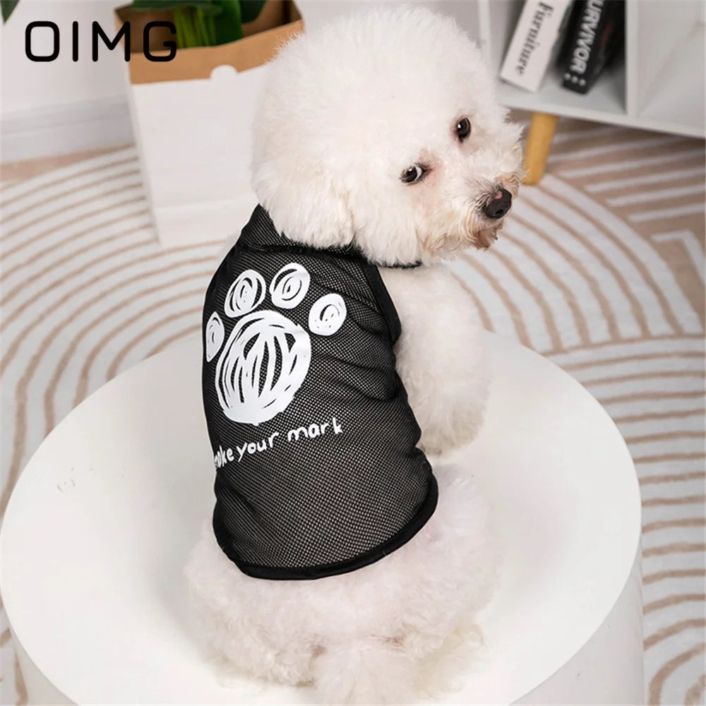 OIMG Thin Cat Dog Clothes Teddy Bichon Pomeranian Mesh Vest Spring Summer Small Dogs Sportswear Breathable Pet Jersey Tank Top