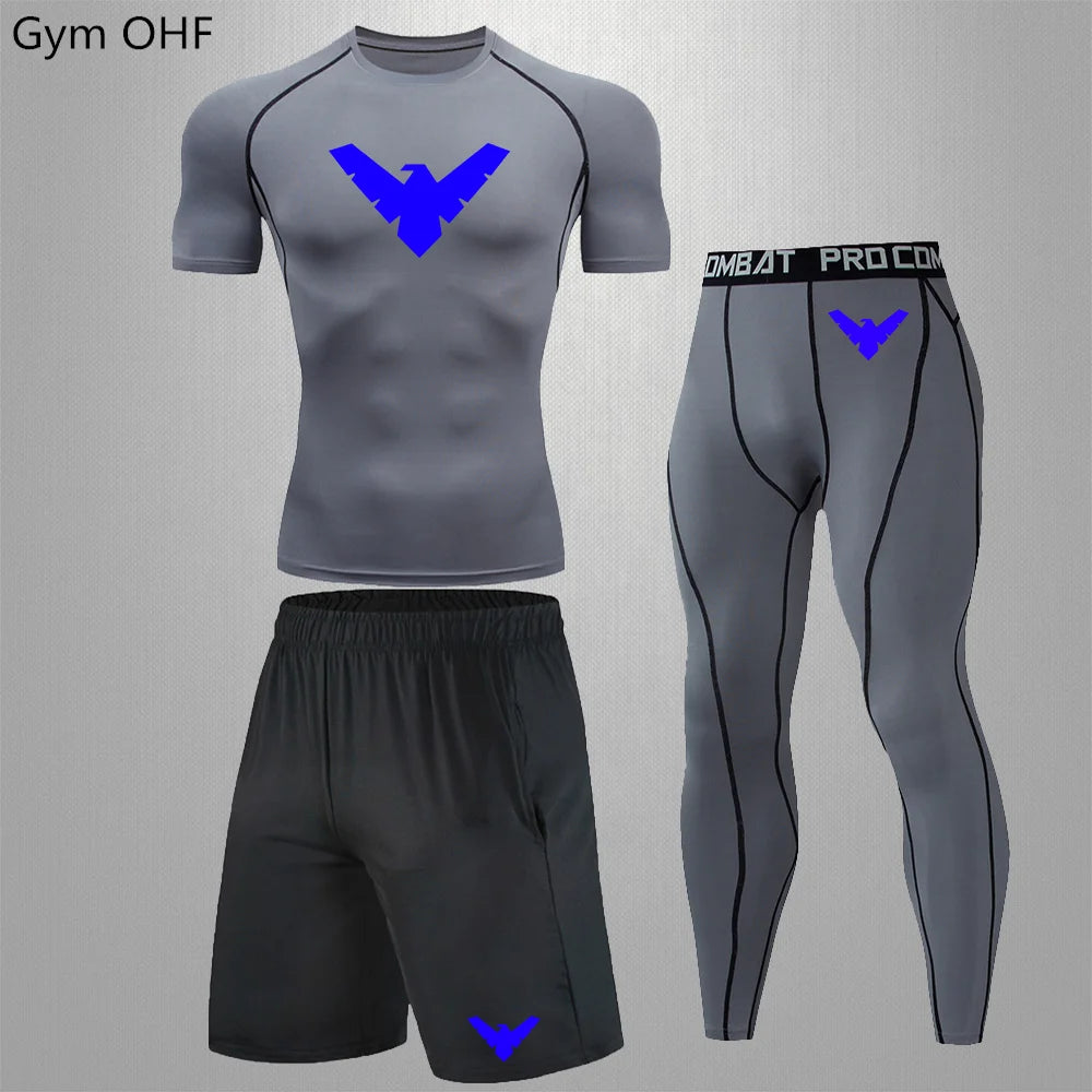 Nightwing Men's Compression Sportswear Suits Gym Tights Training Clothes Workout Jogging Running Set Rashguard Tracksuit For Men