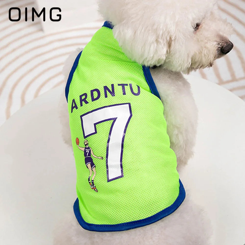 OIMG Thin Cat Dog Clothes Teddy Bichon Pomeranian Mesh Vest Spring Summer Small Dogs Sportswear Breathable Pet Jersey Tank Top