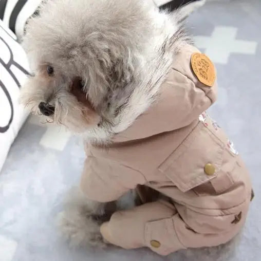 Pet Teddy Puppy Clothes Autumn and Winter Clothing Winter Fleece Lined Coat Four-Legged Pet Clothing