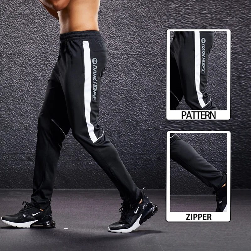 Men Fitness Running Sport Pants with Zipper Pockets Training Joggings Sweatpants Basketball Soccer Trousers Plus Size for Male