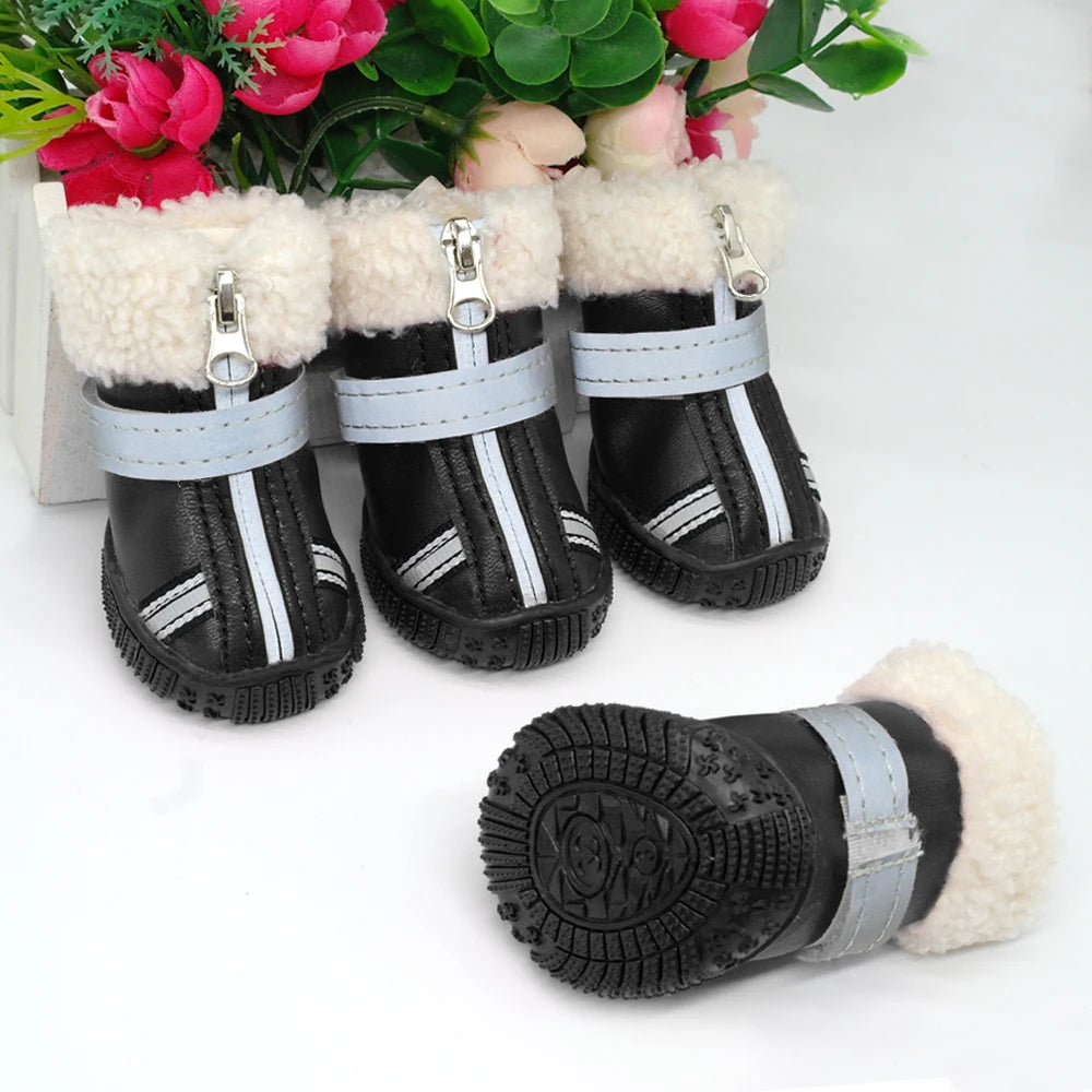 Warm Pet Dog Shoes Winter Waterproof Pet Dog Boots Shoe Rain Snow Booties Reflective Nonslip Footwear For Small Large Dogs