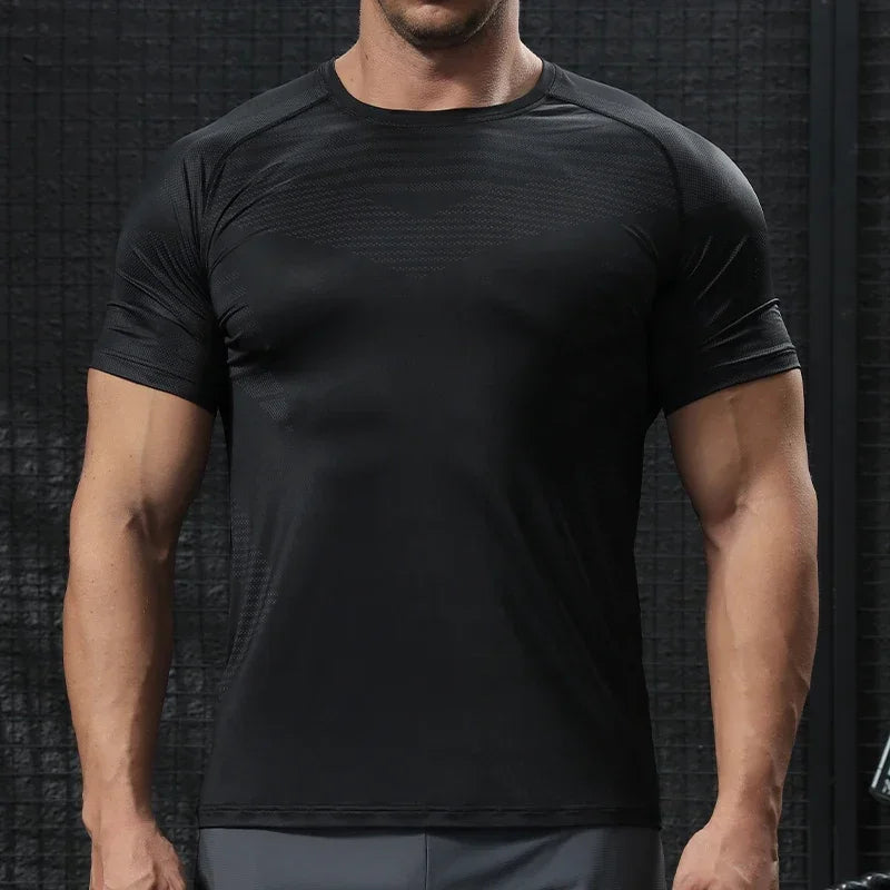 Men's Quick Dry Short Sleeve Sport T Shirt Gym Training Jerseys Fitness Shirt Trainer Running Tee Breathable Sportswear